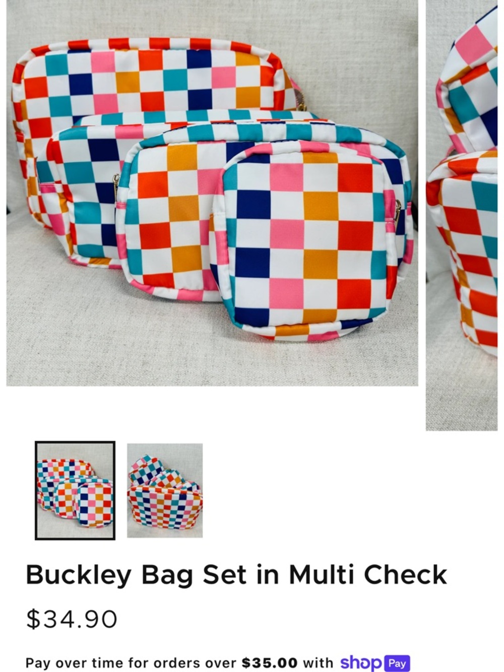 Buckley Multi-Color Check Bag Set - 4 Pack